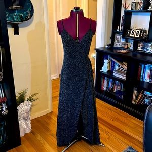 Lulu’s black with silver wrap dress. Size XS